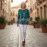Willow - Turquoise Floral Jumper