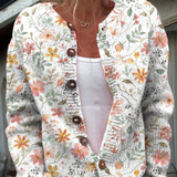 Cute and Fresh Little Flowers Print Buttoned Cardigan