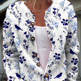 Vintage Flower Art Print Buttoned Cardigan