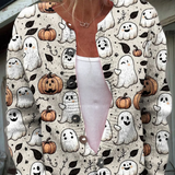 Funny Ghost Halloween  Art Print  Buttoned Cardigan