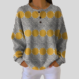 Theresa - Mustard Circle and Grid Jumper
