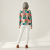 Ruth - Pink and Turquoise Patchwork Jumper