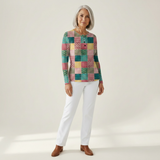 Ruth - Pink and Turquoise Patchwork Jumper