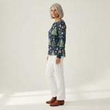 Faye - Navy Christmas Tree Jumper