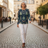 Faye - Navy Christmas Tree Jumper
