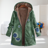 Lucille - Green Boho Print Fleece-Lined Coat