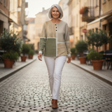 Lucy - Green and Mustard Patchwork Jumper