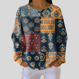 Angela - Navy Folk Patchwork Jumper