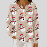 Julia - Beige Snowman Print Jumper