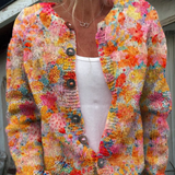 Floral Print Buttoned Casual Cardigan