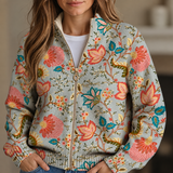 Shirley - Vintage Garden Floral Zip-Up Cardigan