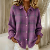 Yvonne - Purple Checked Cardigan