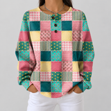 Ruth - Pink and Turquoise Patchwork Jumper
