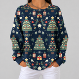 Faye - Navy Christmas Tree Jumper