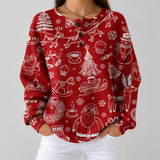 Caroline - Red Christmas Jumper with White Motifs