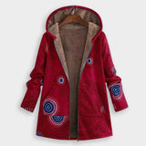 Alexa - Red Boho Print Fleece-Lined Coat