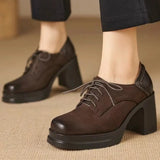 Margot - Lace-Up Block Heel Pumps