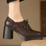 Margot - Lace-Up Block Heel Pumps