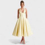 Corset-Back Textured Midi Dress