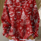Caroline - Red Christmas Jumper with White Motifs