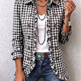 Evelyn | Gingham Ruffled Button-Down Jacket