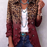 Emma | Leopard Ombre Ruffle Blazer Jacket
