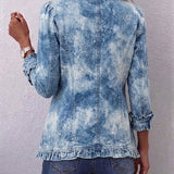 Sofia | Boho-Style Gradient Vintage Botanical Print Ruffle-Detail Jacket