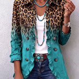 Emma | Leopard Ombre Ruffle Blazer Jacket