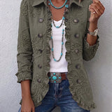 Olivia | Boho-Chic Floral Embroidered Utility Ruffled Trim Jacket