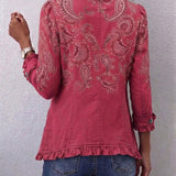 Camila | Vintage Paisley Print Ruffled Jacket