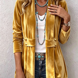 Avery | Vintage Lapel Button-Accent Long Sleeve Open Front Jacket
