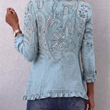 Isabella | Vintage Paisley Print Ruffled Jacket