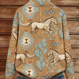Marilyn - Desert Horse and Cactus Zip-Up Cardigan